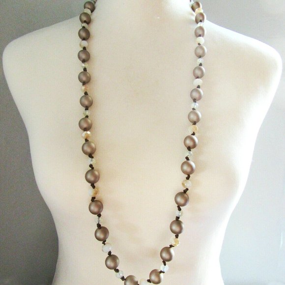Premier Designs Necklace "Luster" Necklace Pink & Tan 38-42" Perfect Cond 16492 - Picture 6 of 6